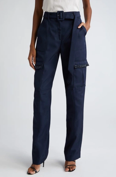 Cinq À Sept Porsha Belted Straight-leg Cargo Pants In Navy