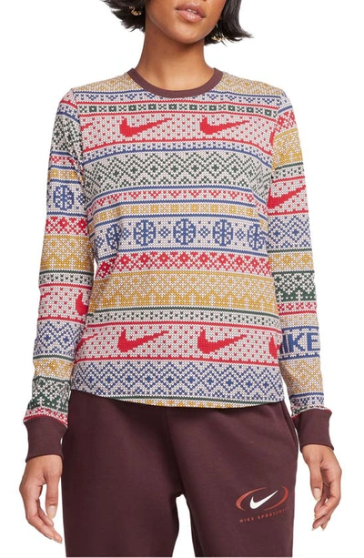 Nike Essentials Fair Isle Long Sleeve T-shirt In Brown