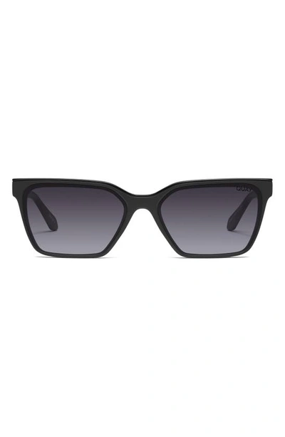 Quay Top Shelf 41mm Gradient Small Square Sunglasses In Matte Black/ Smoke