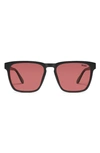 Quay Unplugged 45mm Polarized Square Sunglasses In Black / Ruby Polarized
