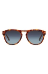 Quay Slicked Back 46mm Polarized Aviator Sunglasses In Honey Tortoise / Navy Polar