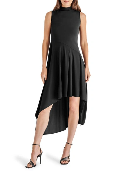 Steve Madden Julietta Sleeveless Asymmetric Dress In Black