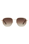 Quay Big Time 54mm Gradient Round Sunglasses In Gold,chocolate Paprika