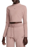 Nike Women's  Sportswear Phoenix Plush Slim Mock-neck Long-sleeve Cropped Cozy Fleece Top In Purple