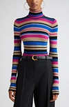 L Agence Olene Stripe Turtleneck Top In Pink