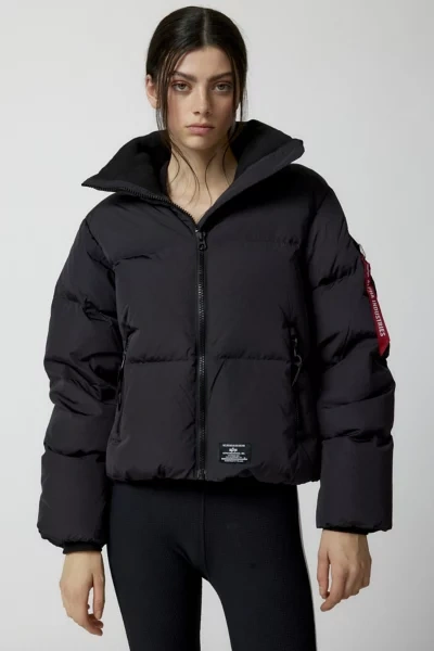 Alpha Industries Sierra Cropped Puffer Jacket In Black, Women's At Urban Outfitters