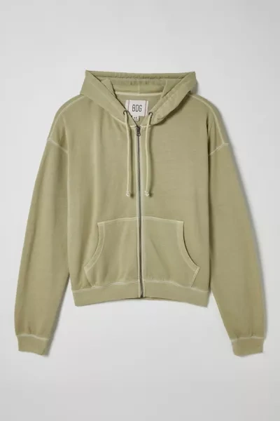 Bdg Bonfire Full Zip Hoodie Sweatshirt In Dark Green At Urban Outfitters