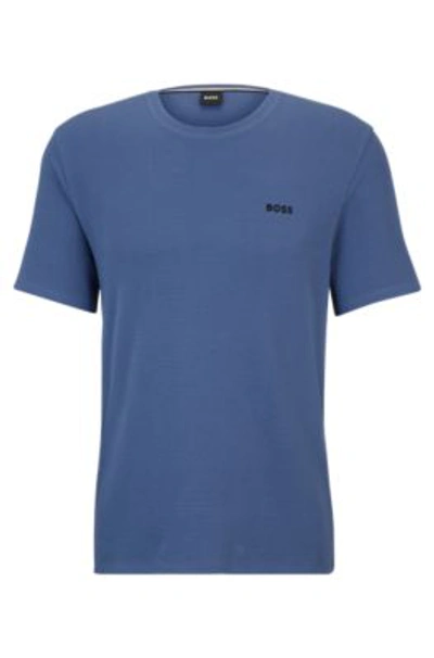 Hugo Boss Pyjama T-shirt With Embroidered Logo In Light Blue