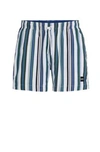 Hugo Boss Fully Lined Swim Shorts In Striped Quick-dry Fabric In Light Blue