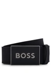 Hugo Boss Black Leather Belt With Rectangular Buckle Icon S1 In Black