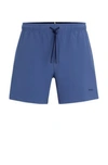 Hugo Boss Quick-drying Swim Shorts With Logo Print In Dark Blue