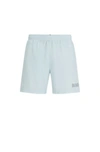 Hugo Boss Fully Lined Swim Shorts With Logo Print In Light Blue