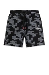 Hugo Boss Fully Lined Swim Shorts With All-over Logos In Black
