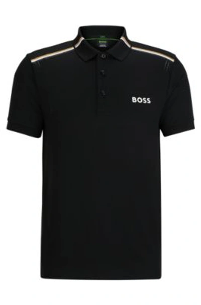 Interlock-cotton slim-fit polo shirt with jacquard stripes