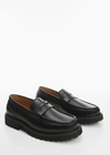 MANGO LEATHER MOCCASIN WITH TRACK SOLE BLACK