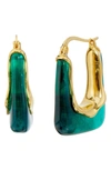 Savvy Cie Jewels Resin Hoop Earrings In Green