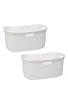 Mind Reader Basket Collection Laundry Basket, Cut Out Handles, Ventilated, Set Of 2 In White