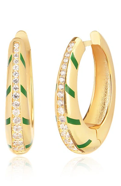 Gabi Rielle Shining Moment 14k Over Silver Cz Allure Huggie Earrings In Gold