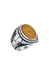 BLING JEWELRY STERLING SILVER SEMIPRECIOUS STONE SKULL SIGNET RING