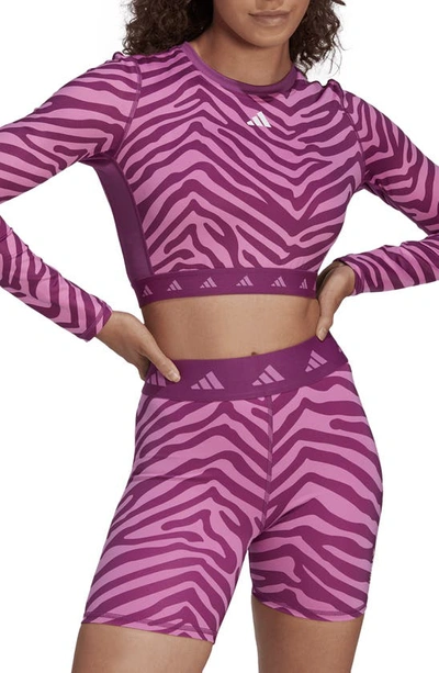 Adidas Originals Adidas Training Hyperglam Zebra Print Crop Top In Purple
