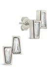 Sterling Forever Colsie Baguette Cubic Zirconia Stud Earrings In Silver