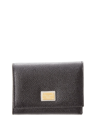 Dolce & Gabbana Dauphine Leather Flap Wallet In Gold