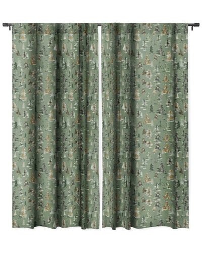 Deny Designs Ninola Design Watercolor Pines Spruces Green Blackout Window Curtain