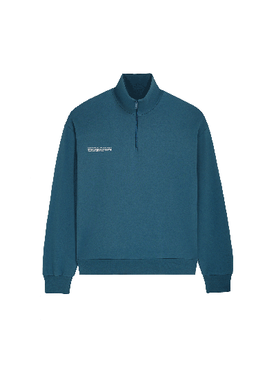 Pangaia Double Jersey Half Zip Jumper In Storm Blue