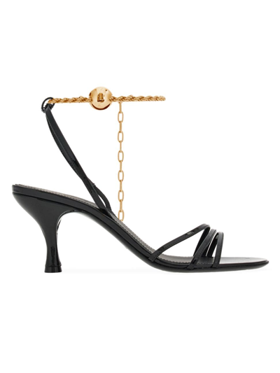 Ferragamo 70mm Cable-link Chain Leather Sandals In Nero