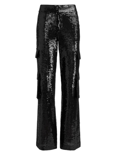 Alice And Olivia Alicia And Olivia Hayes Wide Leg Sequin Pants In Black