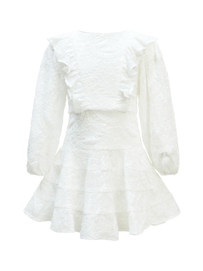 Bardot Junior Girl's Loretta Floral Embroidered Chiffon Dress In Ivory