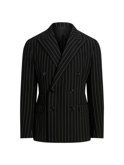 Ralph Lauren Purple Label Men's Kent Hand-tailored Striped Suit Jacket In Black White