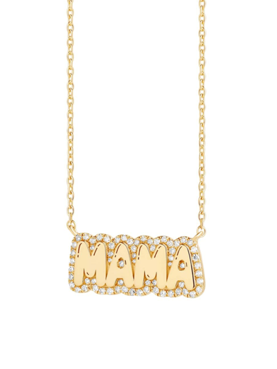 770 Fine Jewelry Women's Diamond Halo 14k Yellow Gold & 0.23 Tcw Diamond "mama" Pendant Necklace