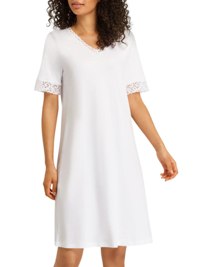 Hanro Women's Moments Short-sleeve Nightgown In White