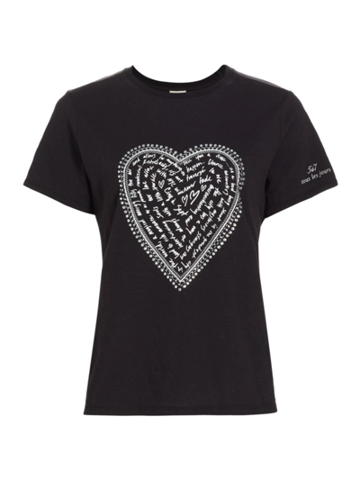 Cinq À Sept Women's Love Letter Rhinestone T-shirt In Black White