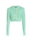 Balmain Rib-knit Monogram Cardigan In Green