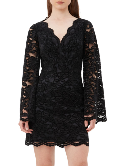 Trina Turk Jinnie Scalloped Lace Mini Dress In Black