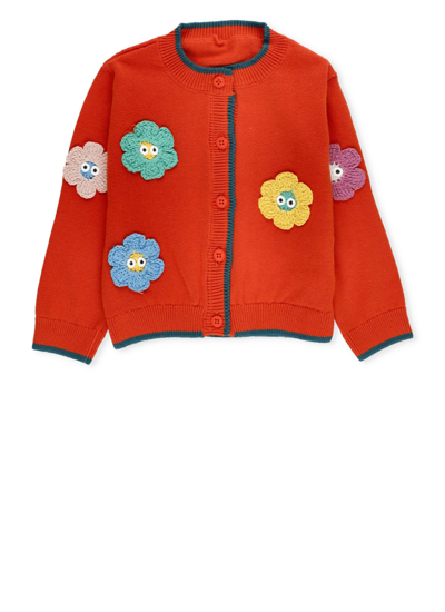 Stella Mccartney Babies' Cardigan With Embroideries In Orange