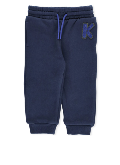 Kenzo Babies' Cotton Sweatpants In Blue