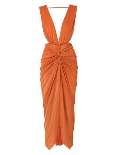 Baobab Mia Stretch Jersey Midi Dress In Papaya