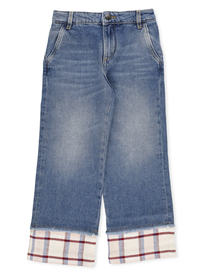 Palm Angels Kids' Cotton Jeans In Blue