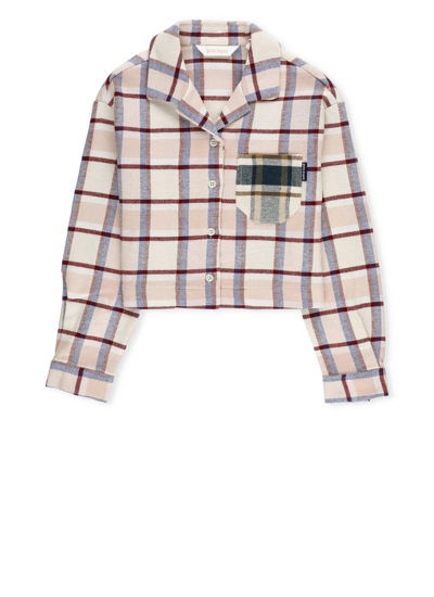 Palm Angels Kids' Girl's Check-print Jacket In Pink