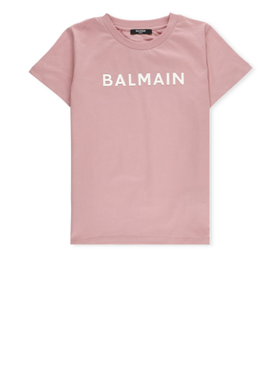 Balmain Kids' Logod T-shirt In Pink