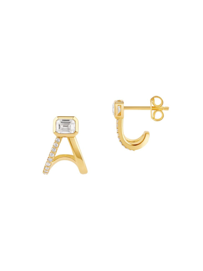 770 Fine Jewelry Women's Multishape 14k Yellow Gold & 0.50 Tcw Diamond Huggie Earrings