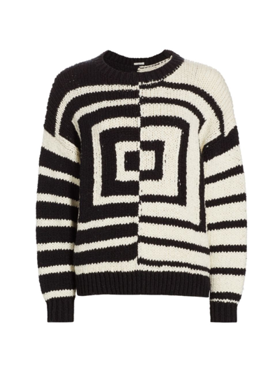 Mother The Easy Drop Intarsia-knit Sweater In Black