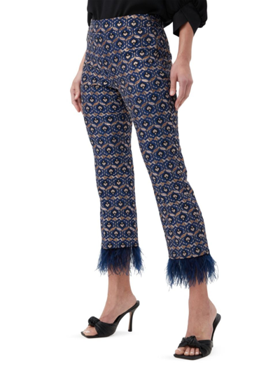 Trina Turk Women's Shibui Jacquard Fringe Trousers In Blue