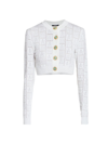 Balmain Open-knit Embellished-buttons Knitted Cardigan In White