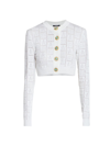 Balmain Cropped Cardigan With Jewel Buttons In White