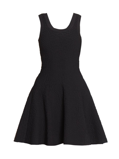 Alaïa Women's Crocodile-embossed Fit & Flare Minidress In Black