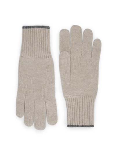 Brunello Cucinelli Men's Cashmere Knit Gloves In Sand Grey